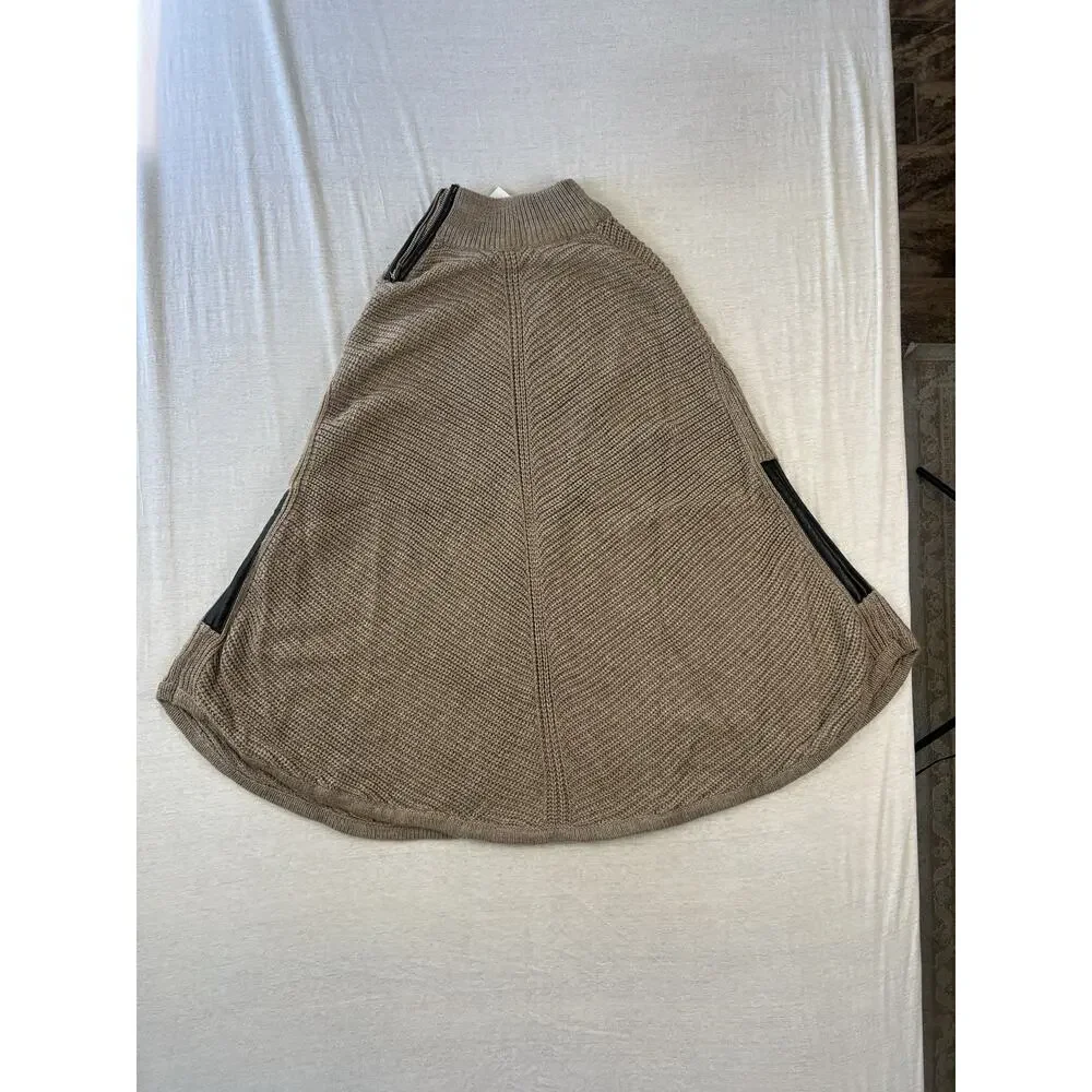 NWT New York & Company Shawl Poncho Zip Scarf Chic Tan Beige Women Size Small